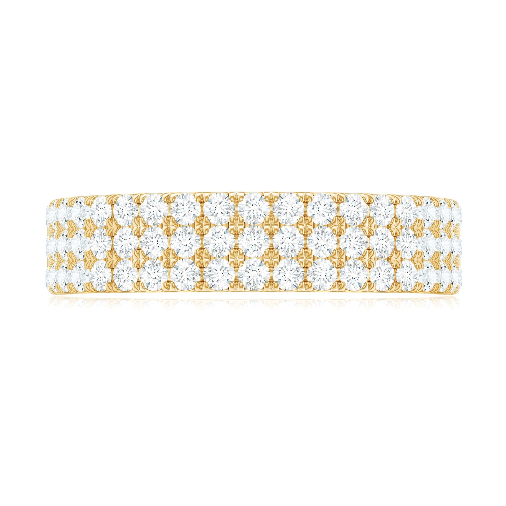Three Row Moissanite Half Eternity Band Ring