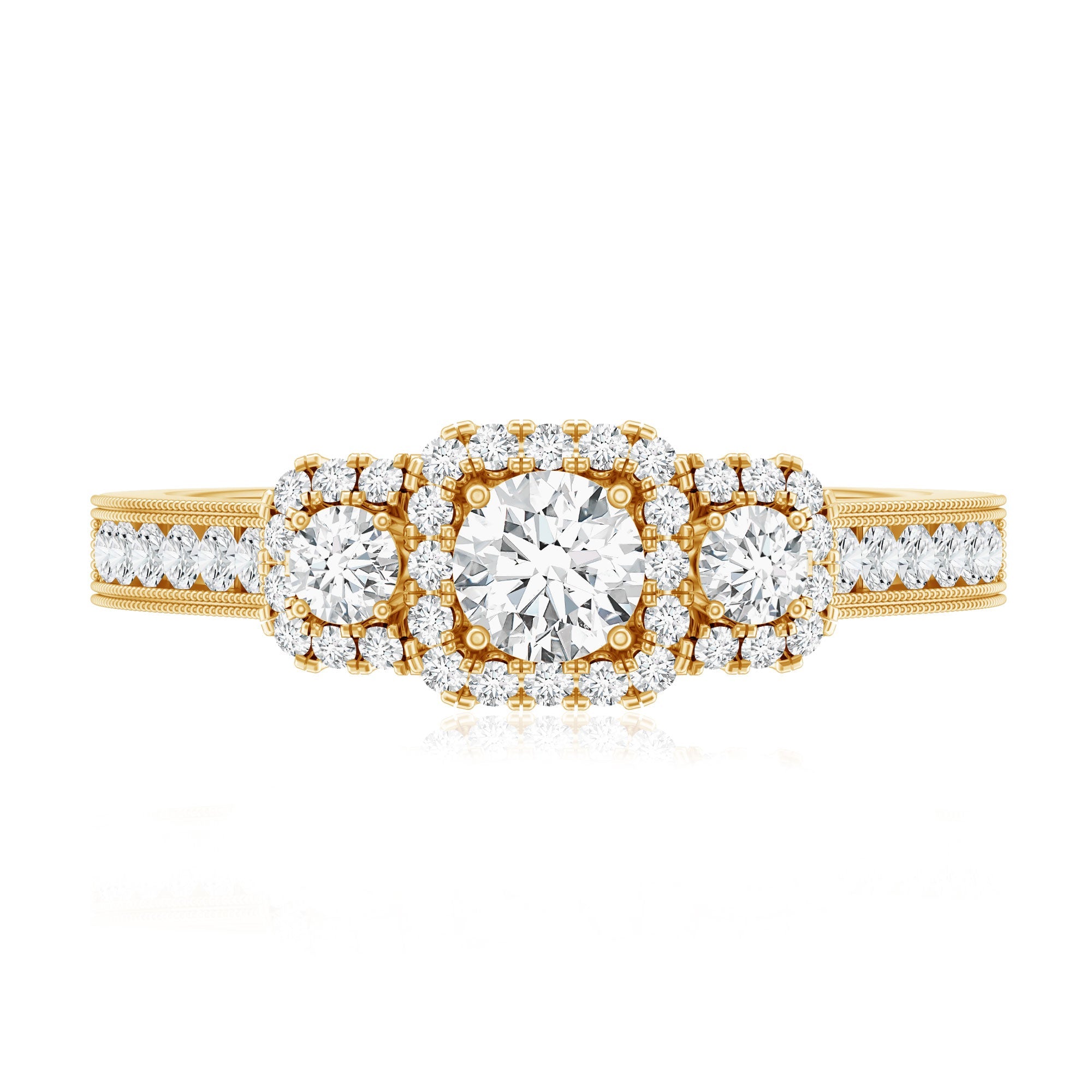 Vintage Style Moissanite 3 Stone Engagement Ring