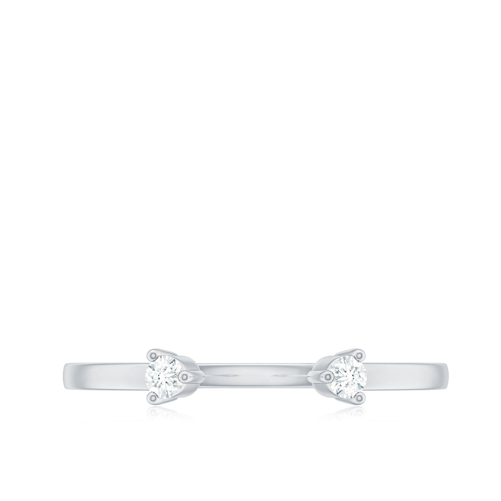 Dainty Diamond Two Stone Open Cuff Ring for Women