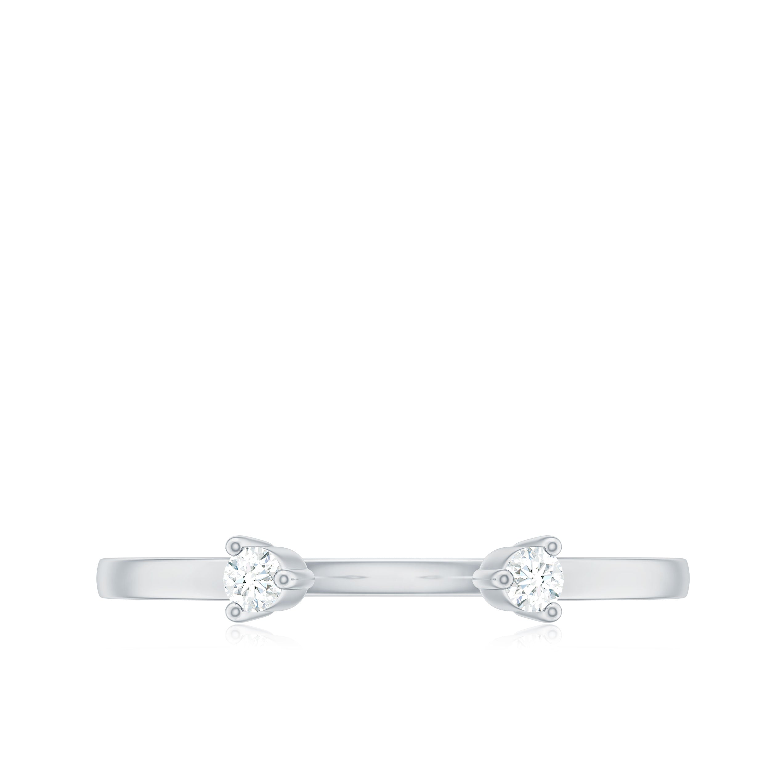 Dainty Diamond Two Stone Open Cuff Ring for Women