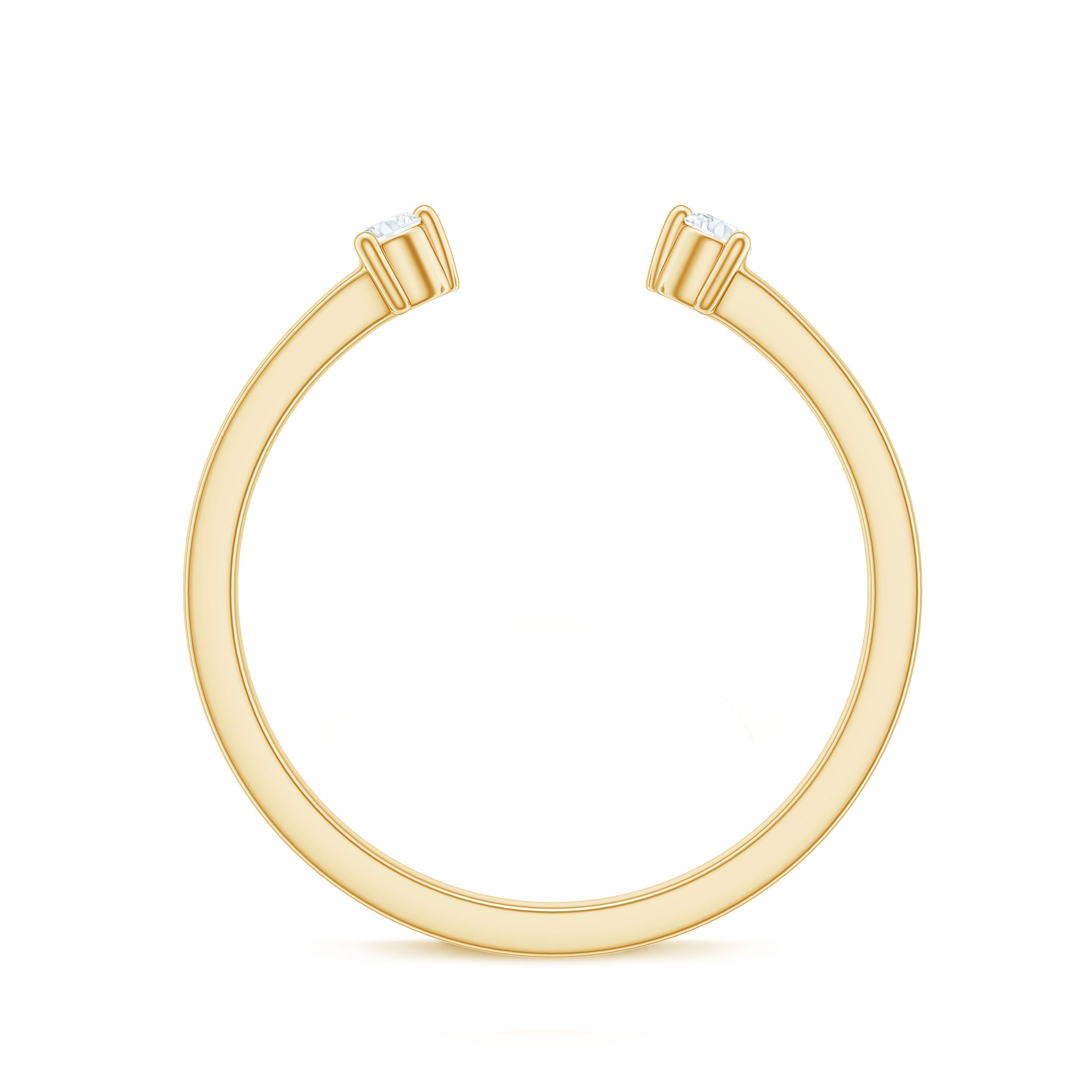 Dainty Diamond Two Stone Open Cuff Ring for Women