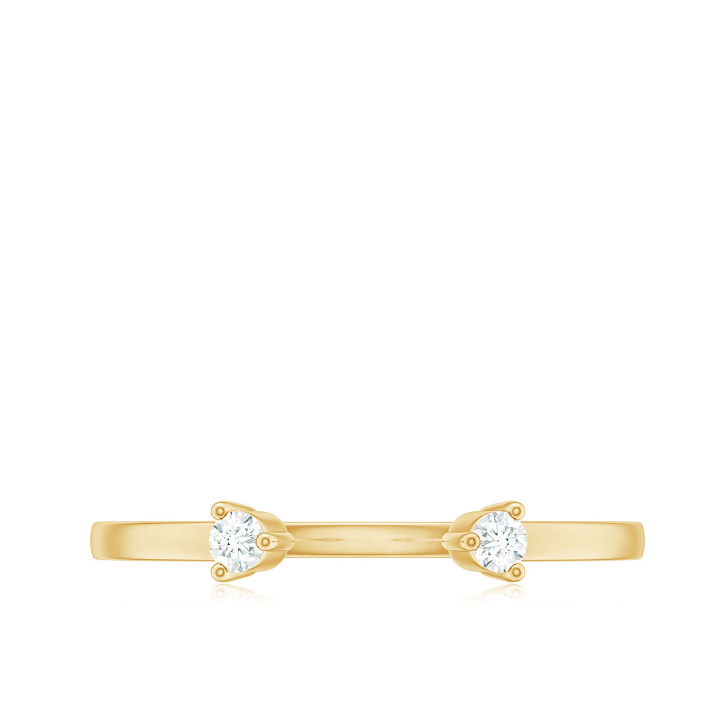 Dainty Diamond Two Stone Open Cuff Ring for Women