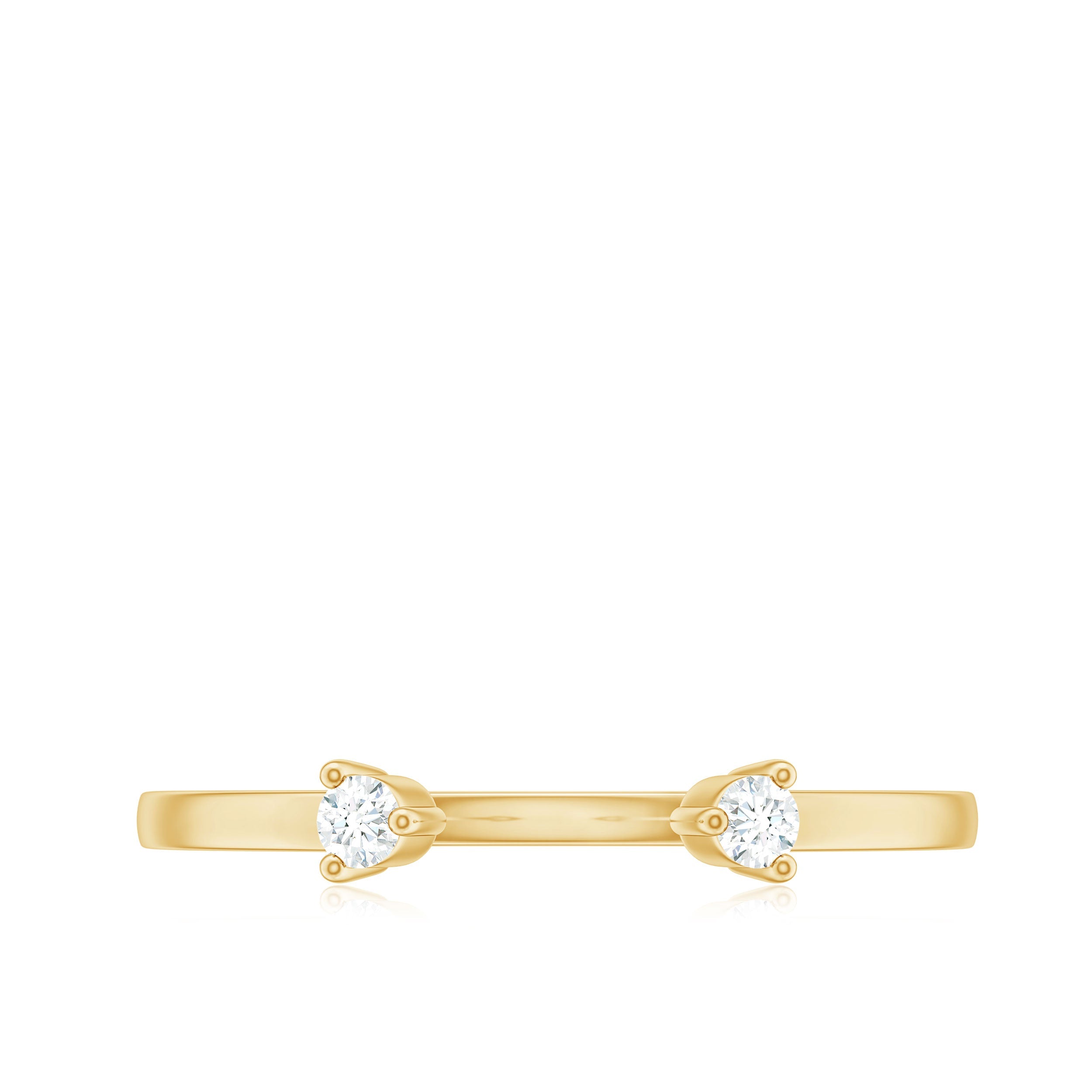 Dainty Diamond Two Stone Open Cuff Ring for Women