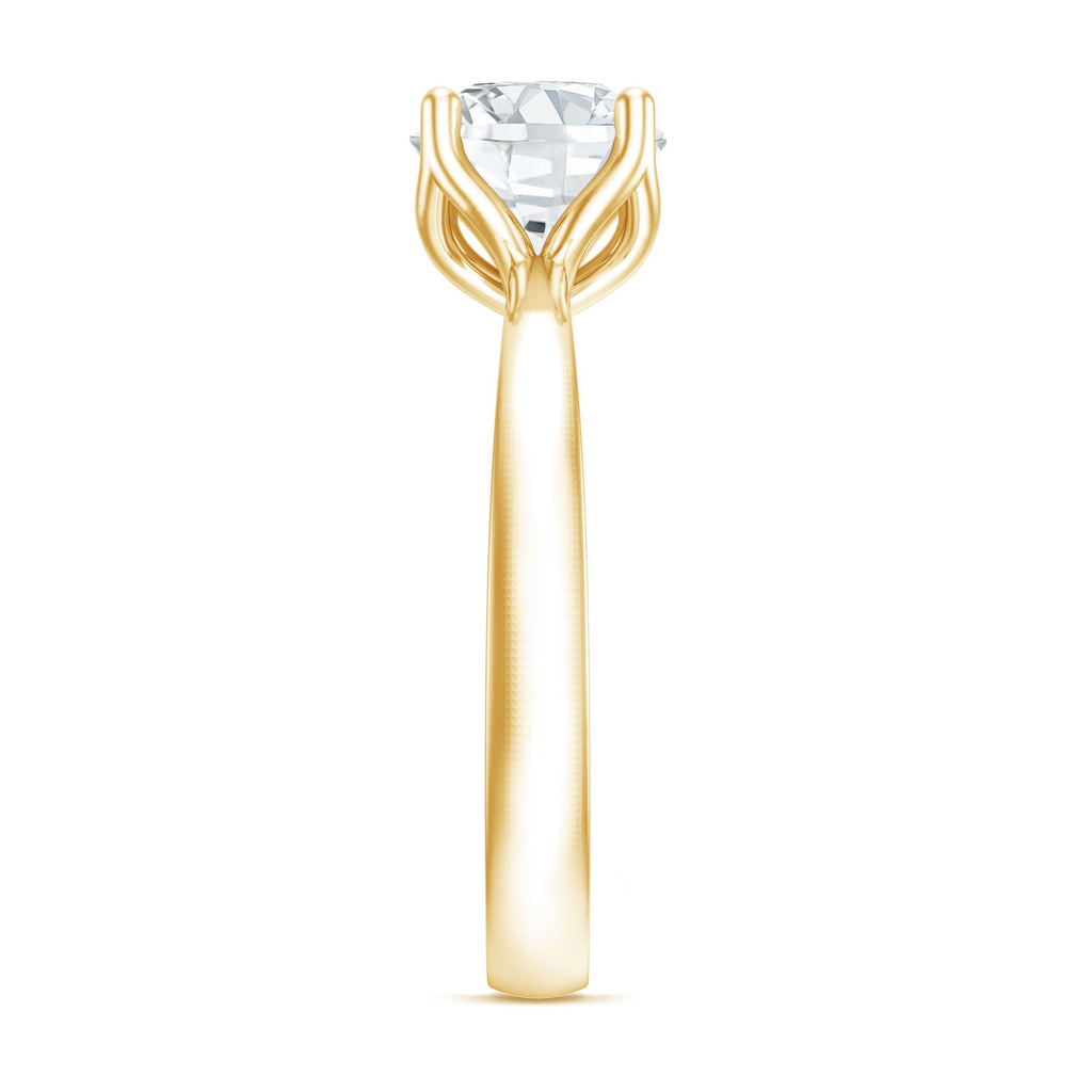 Petal Prong Set Round Moissanite Solitaire Engagement Ring
