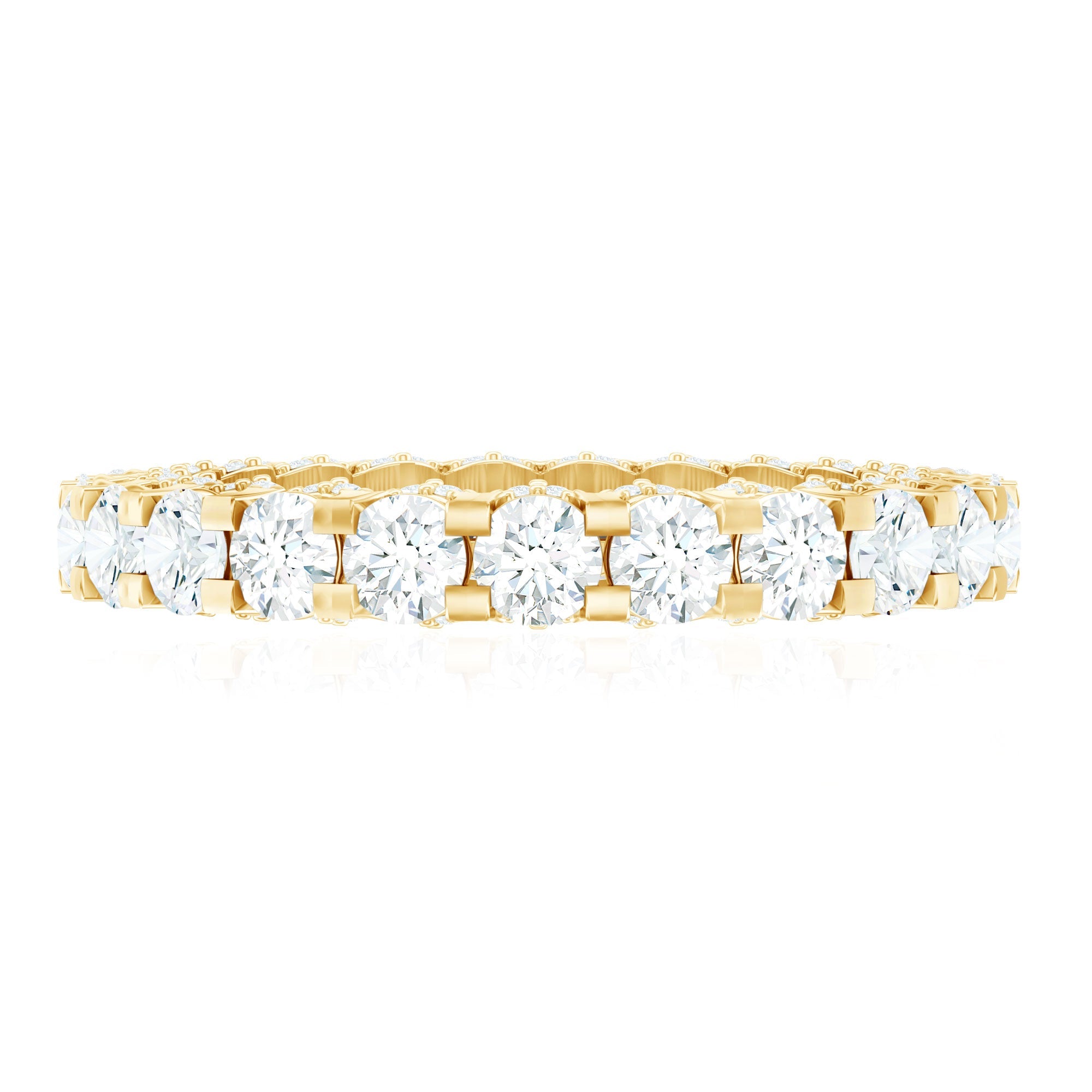 Certified Moissanite Eternity Band Ring in Shared Prong Set