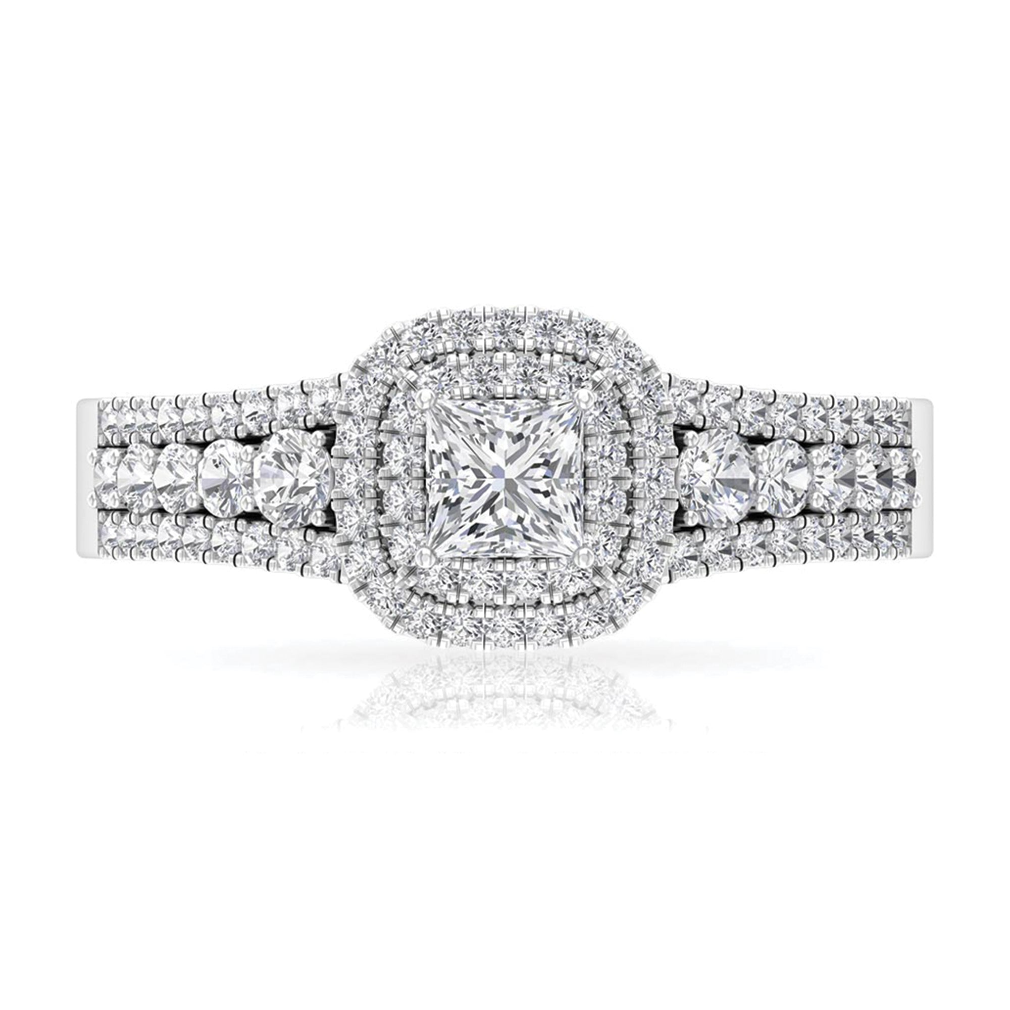 Zircon Double Halo Engagement Ring