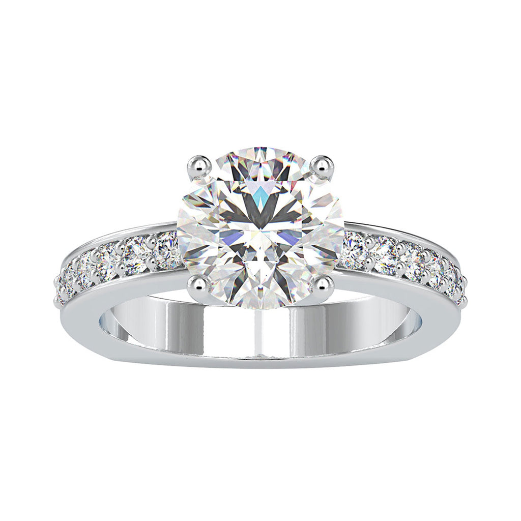 2.50 CT Solitaire Zircon Engagement Ring with Side Stones
