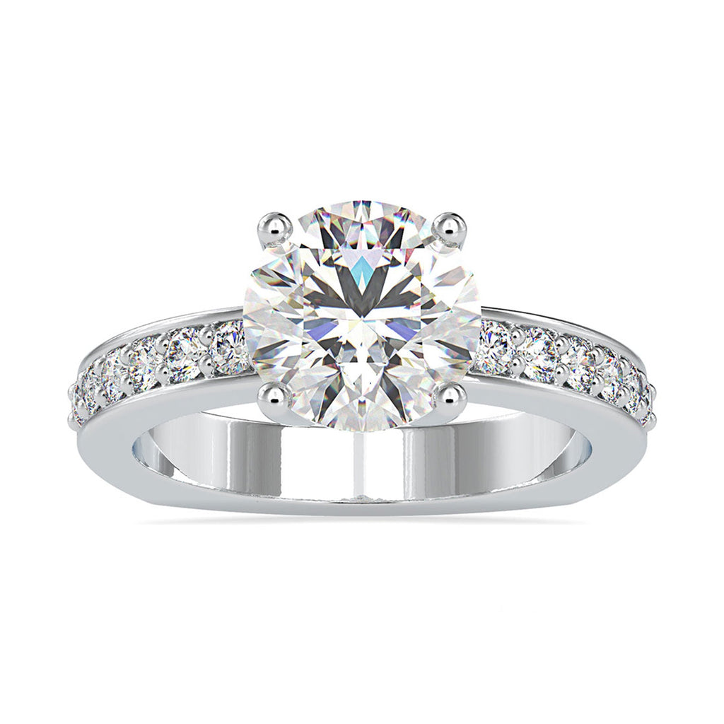 2.50 CT Solitaire Zircon Engagement Ring with Side Stones
