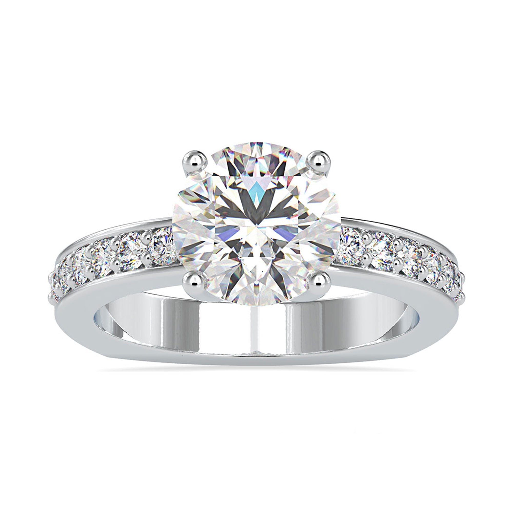 2.50 CT Solitaire Zircon Engagement Ring with Side Stones
