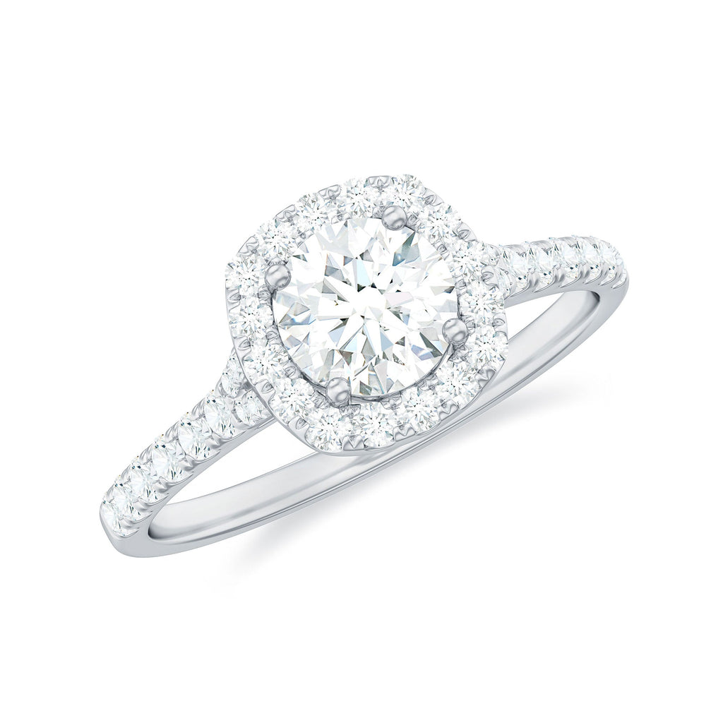 Cubic Zirconia Halo Engagement Ring with Certificate