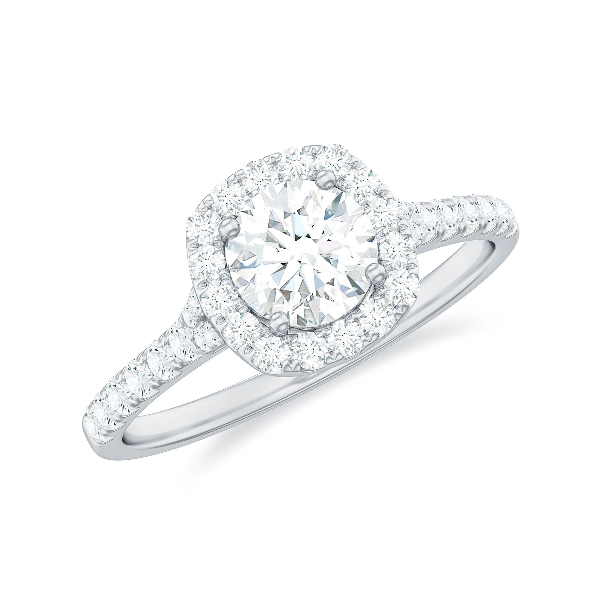 Cubic Zirconia Halo Engagement Ring with Certificate