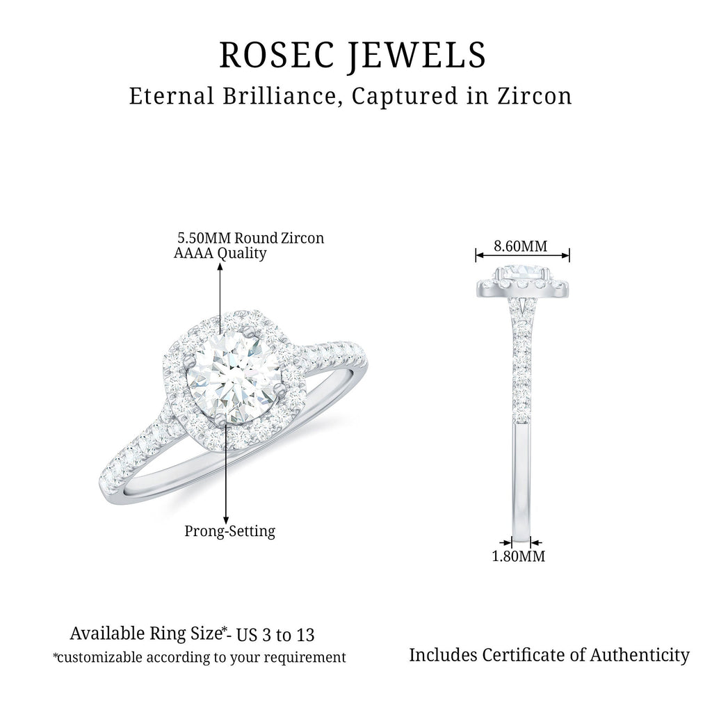 Cubic Zirconia Halo Engagement Ring with Certificate