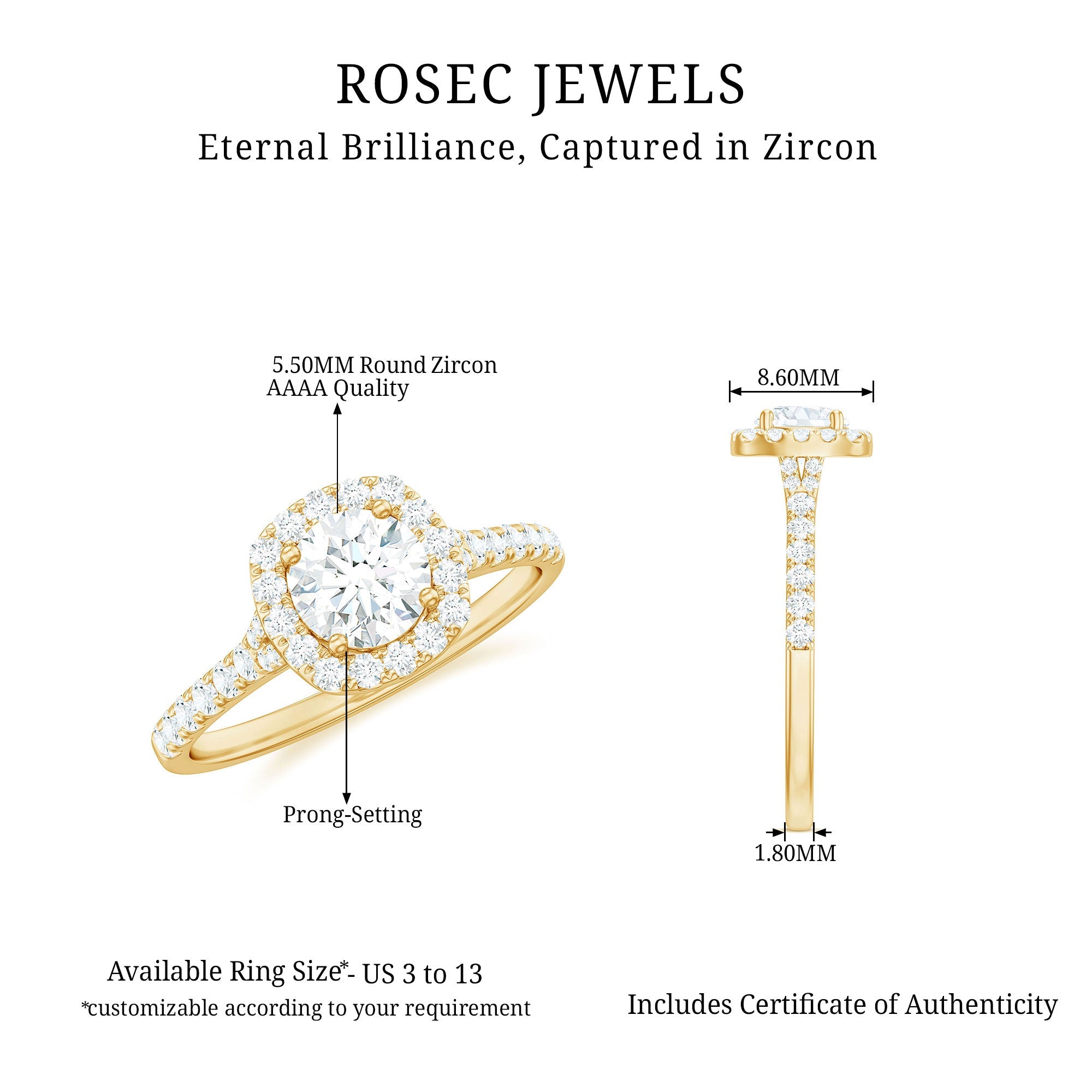 Cubic Zirconia Halo Engagement Ring with Certificate