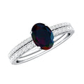 0.9 Carat Oval Cut Black Opal Wedding Ring Set With Diamond