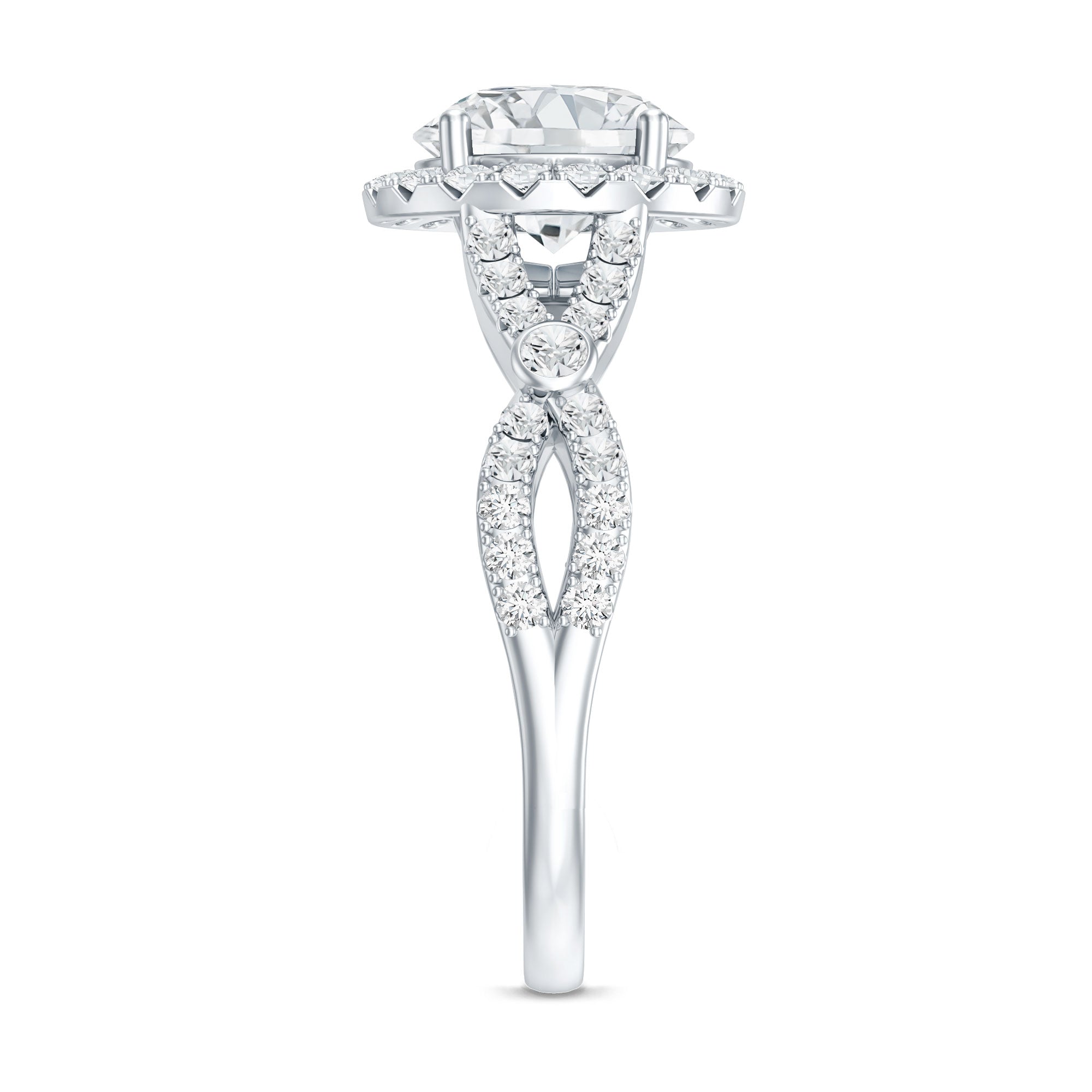 Lab Created Diamond Criss Cross Engagement Ring For Women