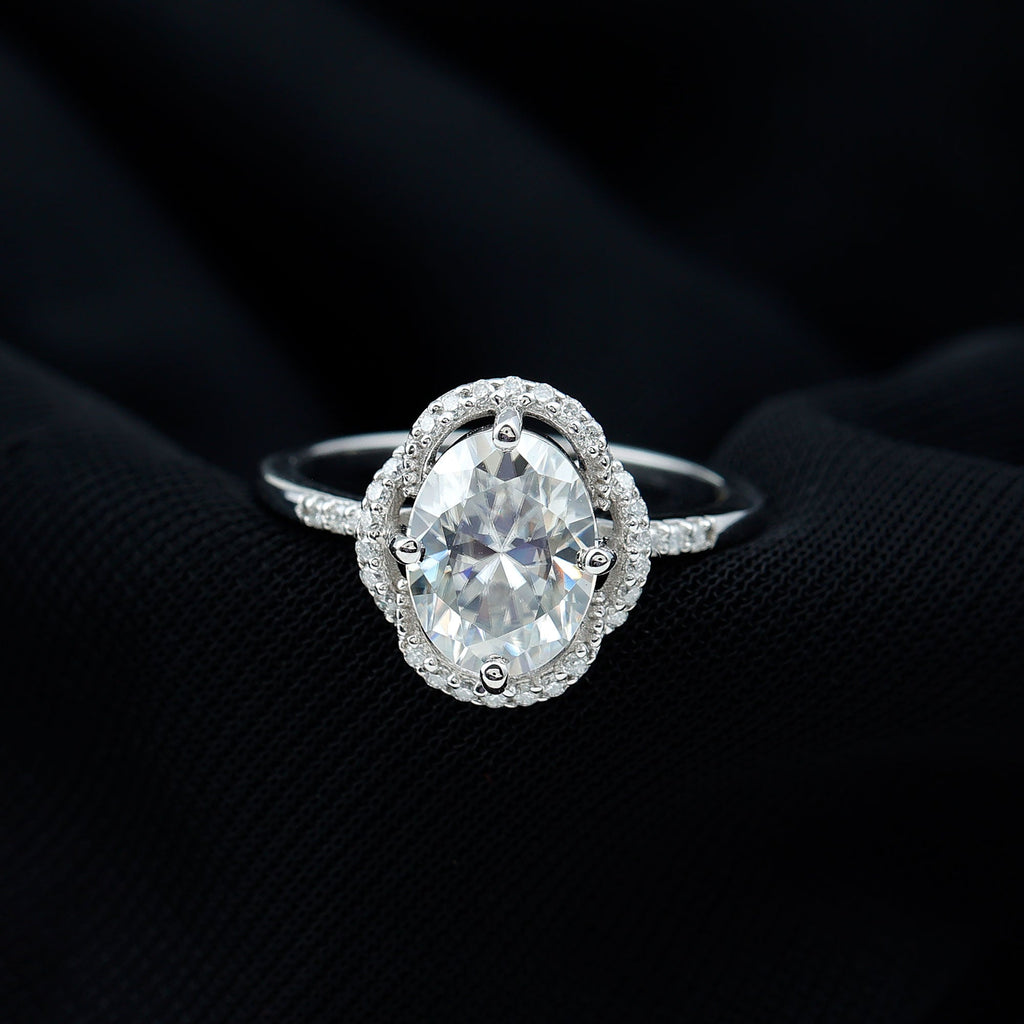 Brilliant Cut Oval Lab Grown Diamond Halo Engagement Ring