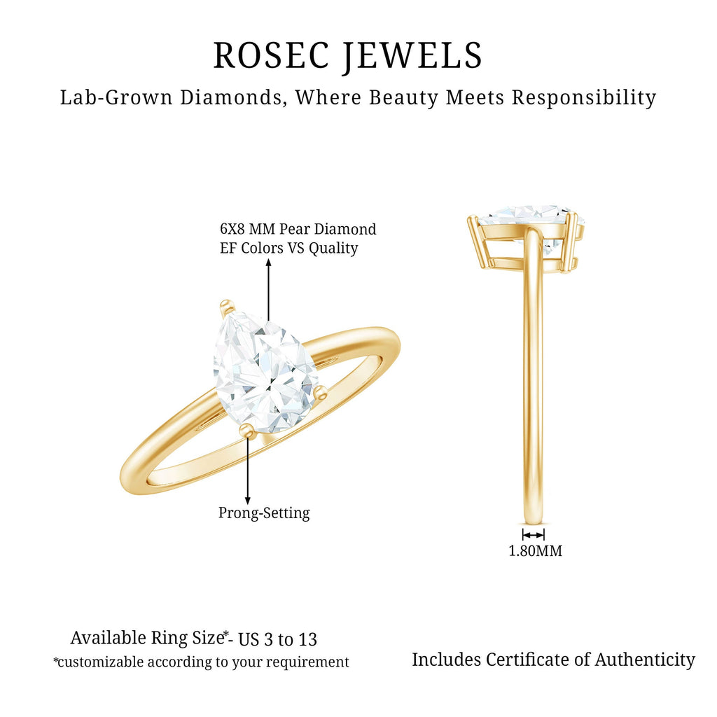 Single Stone Lab Grown Diamond Pear Engagement Ring