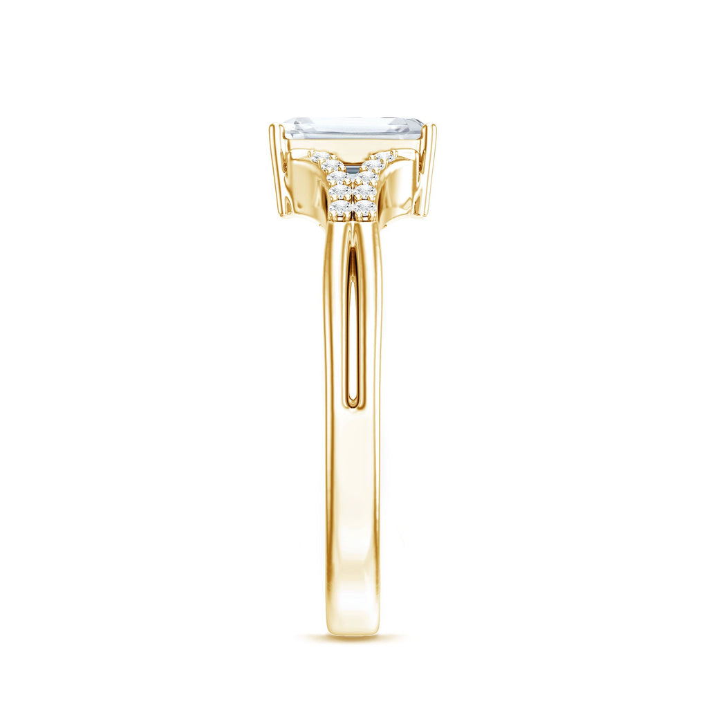 Emerald Cut Lab Diamond Engagement Ring With Split Shank Ring