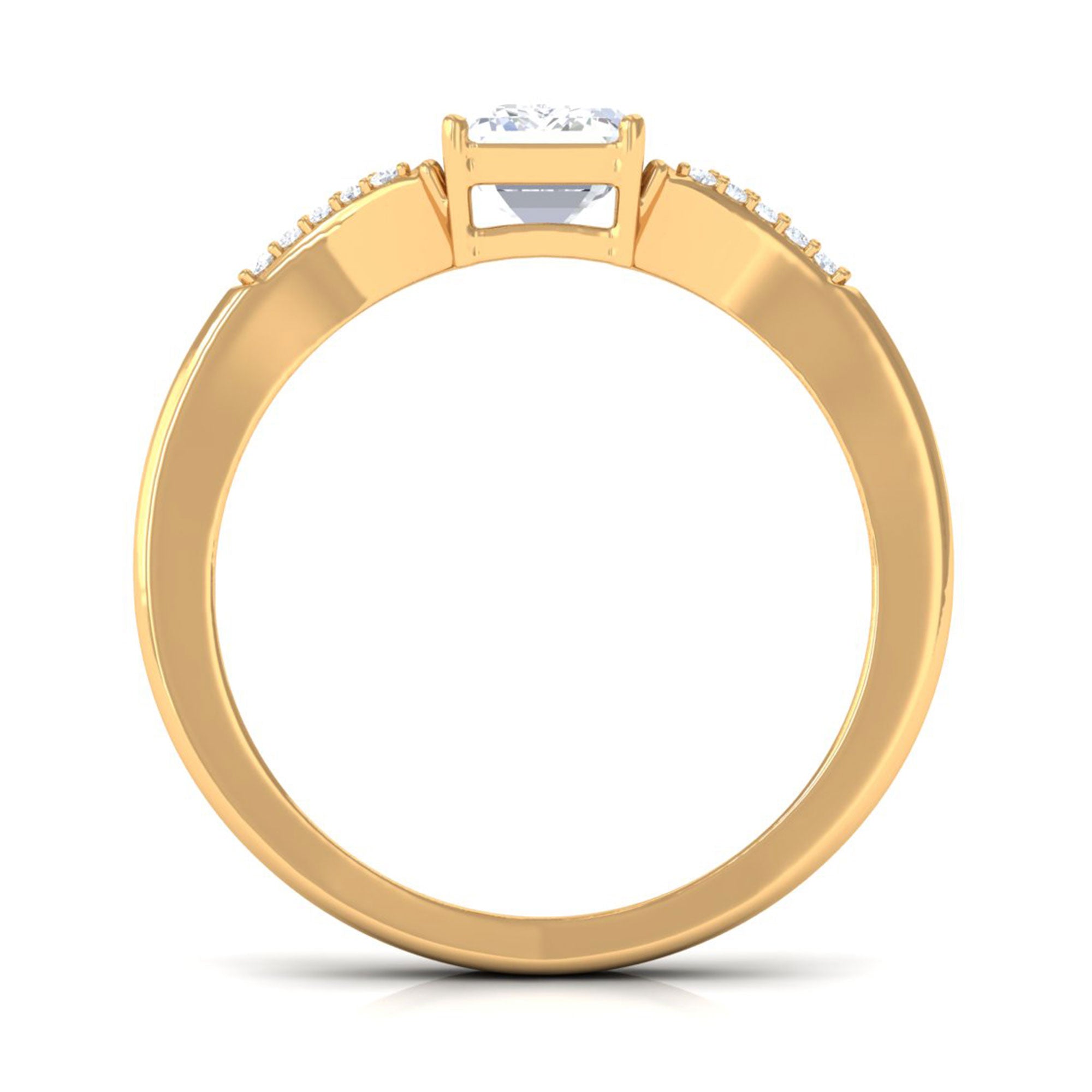 Emerald Cut Lab Diamond Engagement Ring With Split Shank Ring