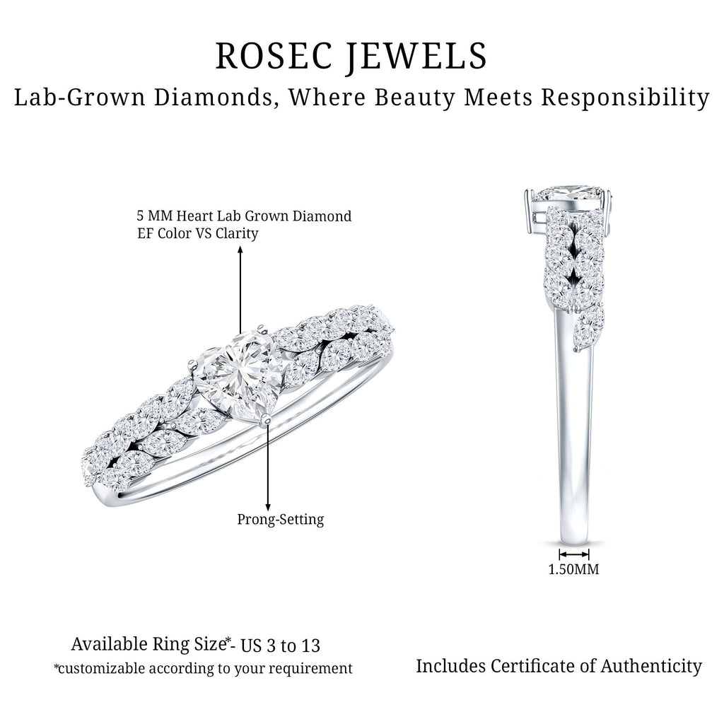 Brilliant Cut Lab Diamond Heart Shaped Promise Ring for Women