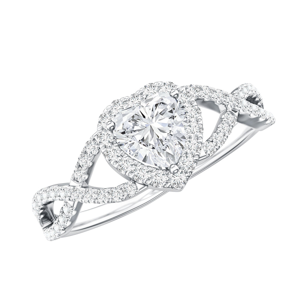 Lab Grown Diamond Heart Engagement Ring with Halo Design