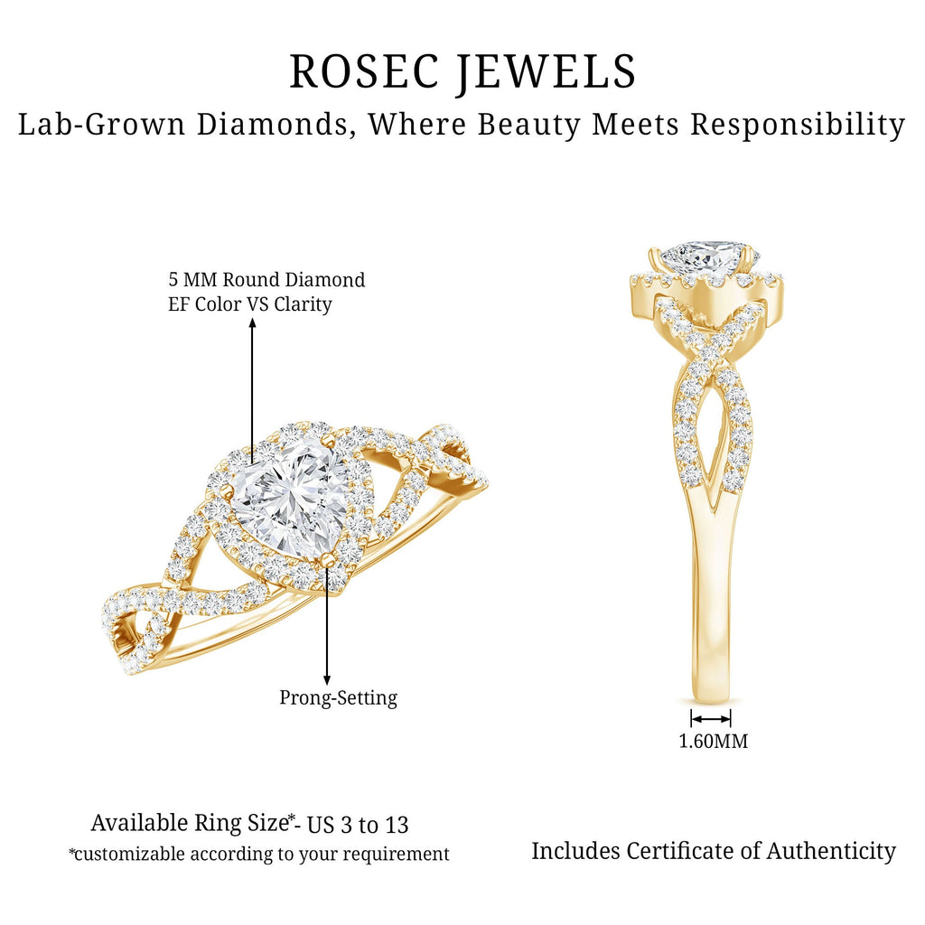 Lab Grown Diamond Heart Engagement Ring with Halo Design
