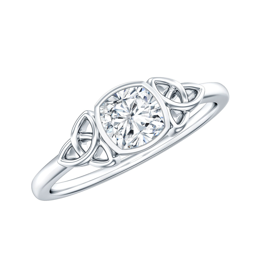 Certified Cushion Cut Diamond Knot Promise Ring