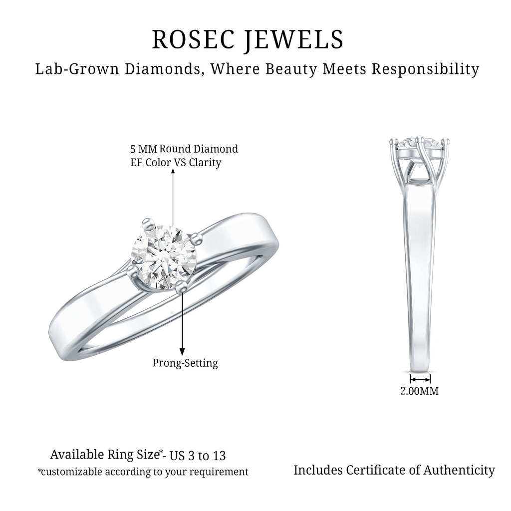 Lab Grown Diamond Solitaire Ring With 4 Prong Diagonal Set