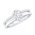 0.75 Carat Oval Cut Diamond Solitaire Double Band Engagement Ring For Her