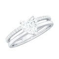 7 MM Heart Shape Lab Grown Diamond Double Band Solitaire Ring