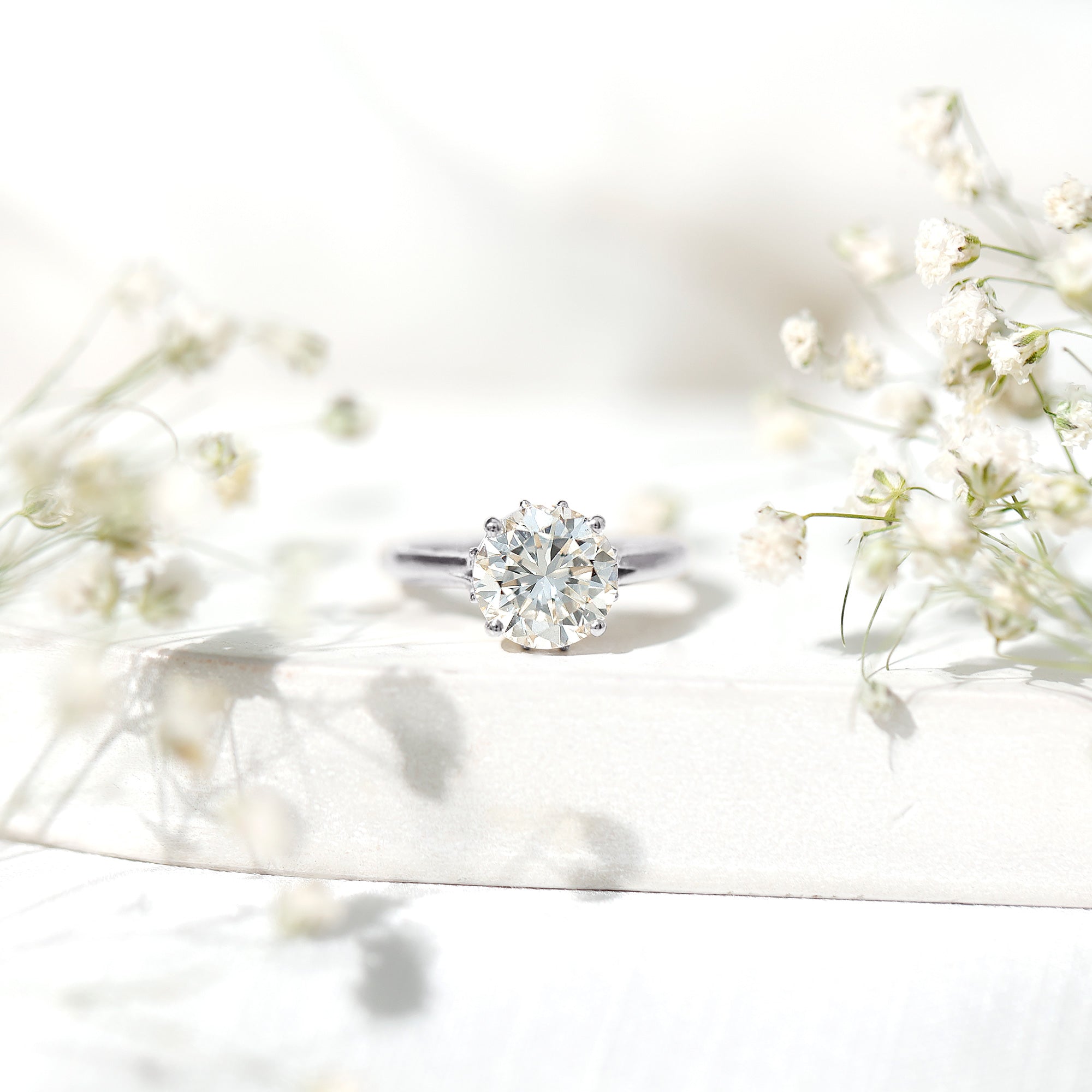Lab Grown Diamond 8mm Round Engagement Ring With Certificate