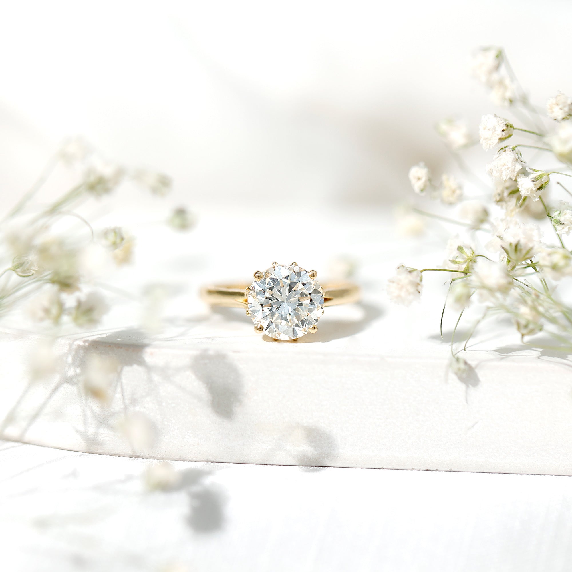 Lab Grown Diamond 8mm Round Engagement Ring With Certificate