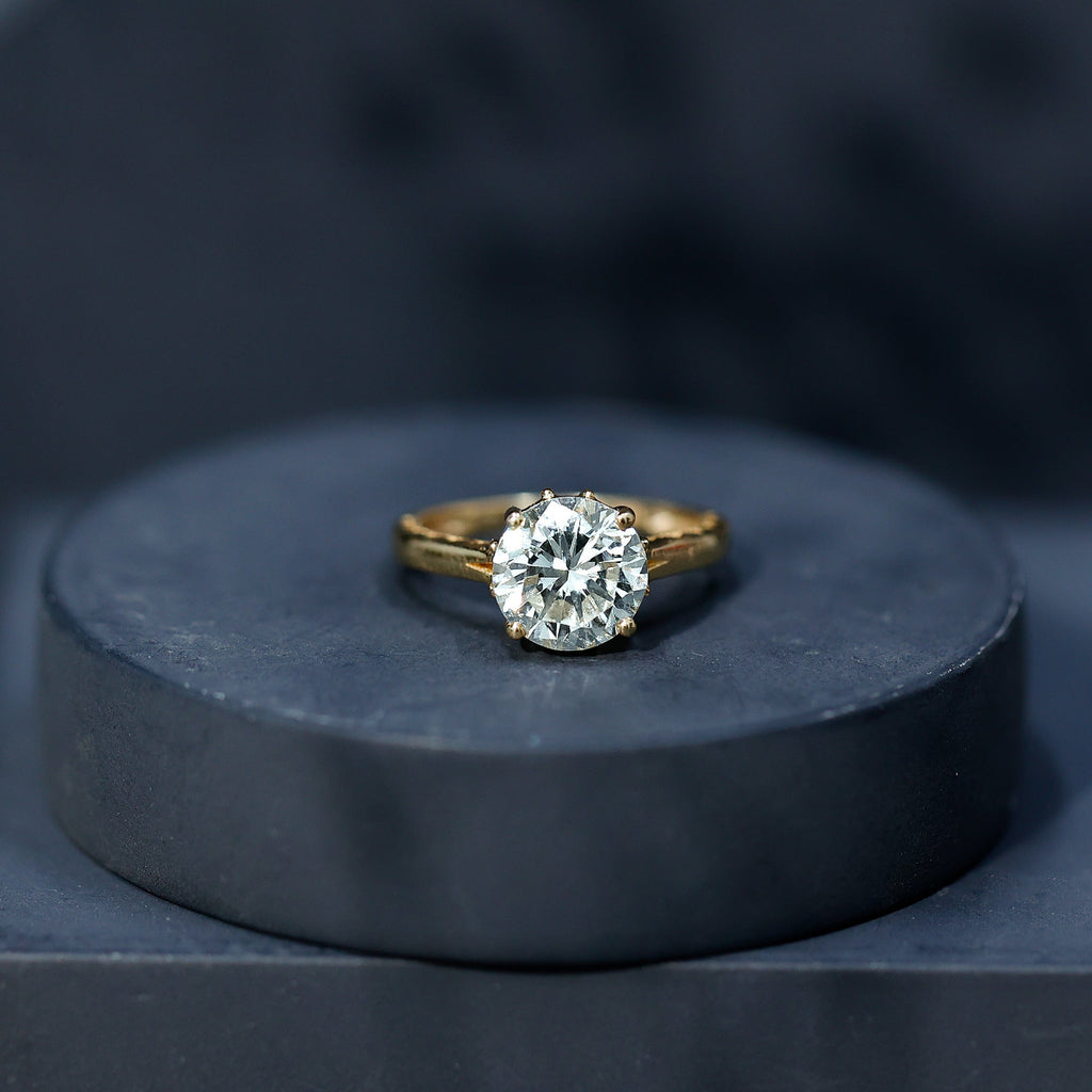 Lab Grown Diamond 8mm Round Engagement Ring With Certificate