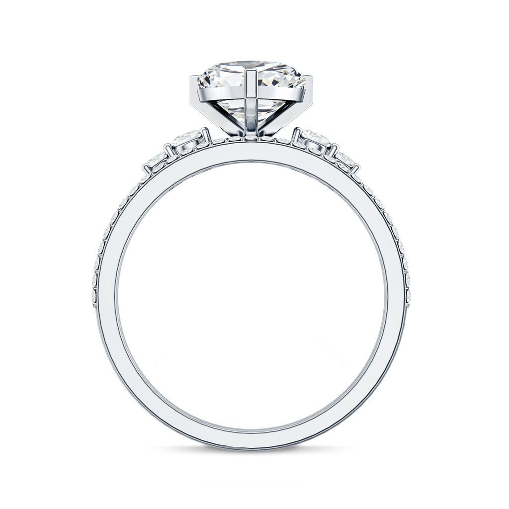 Certified Lab Grown Diamond 7MM Heart Bridal Ring Set