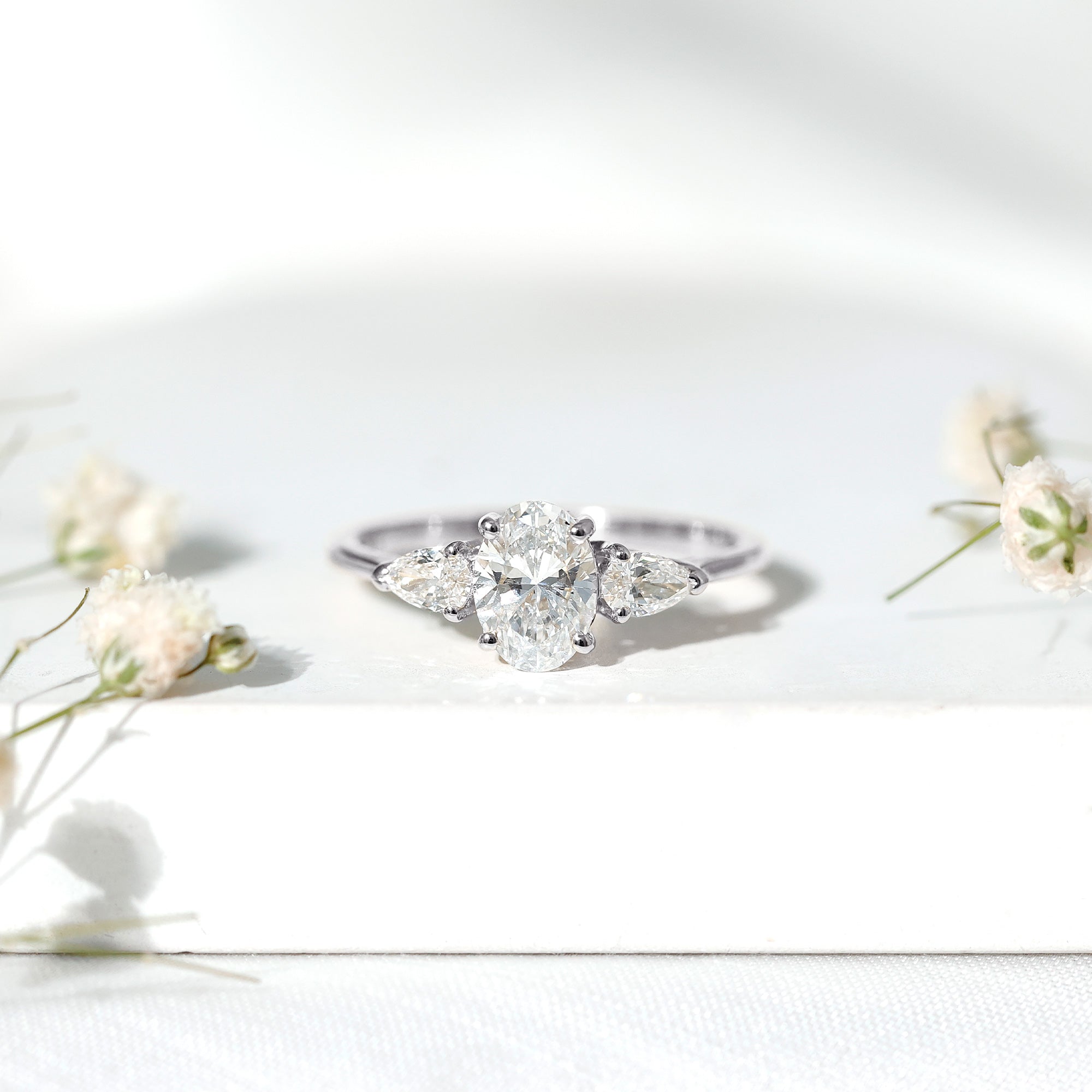 1 Carat Lab Grown Diamond Three Stone Engagement Ring with IGI Certificate