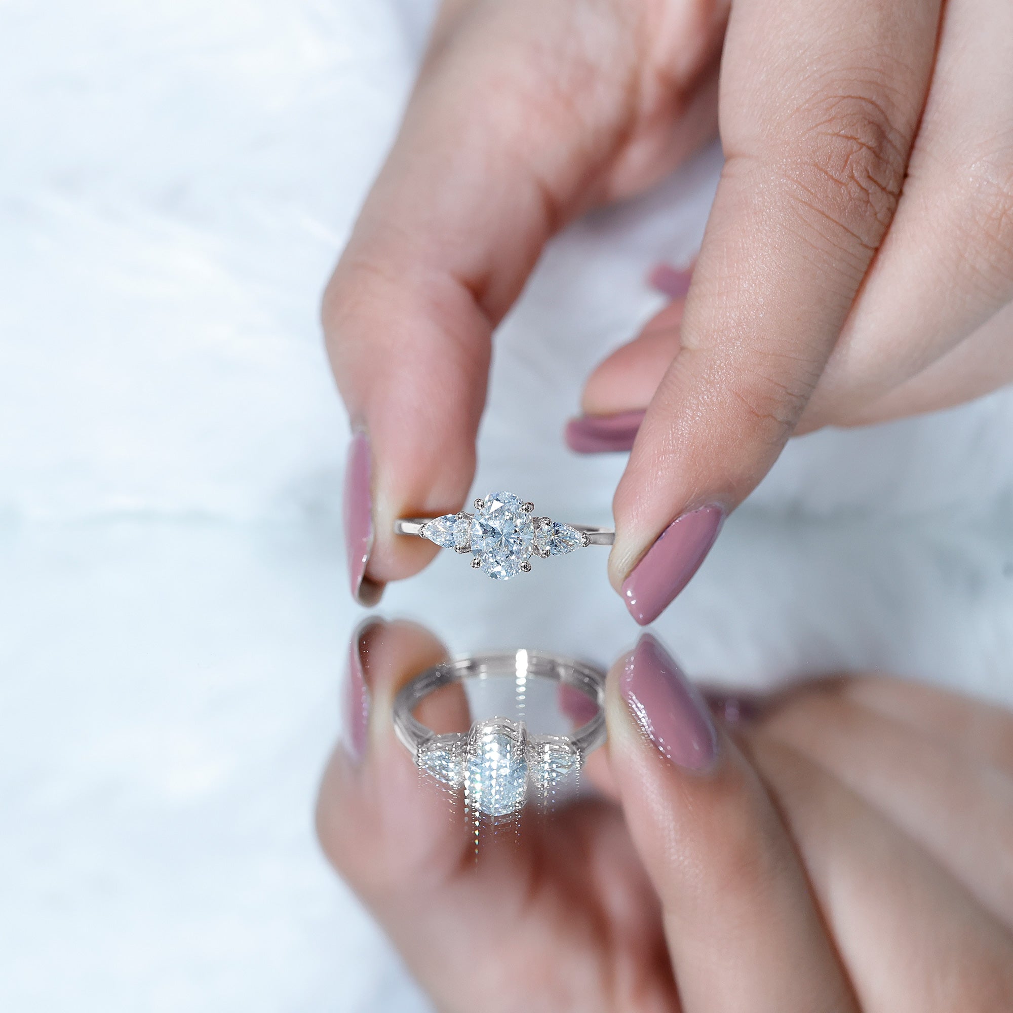 1 Carat Lab Grown Diamond Three Stone Engagement Ring with IGI Certificate