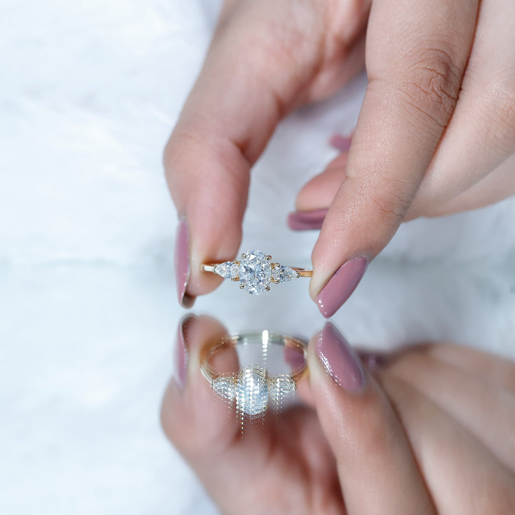 1 Carat Lab Grown Diamond Three Stone Engagement Ring with IGI Certificate