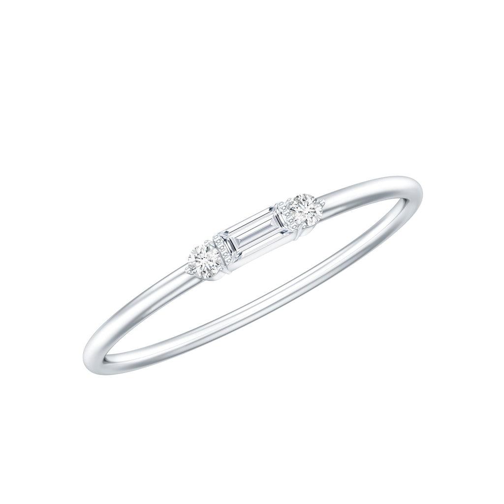 Minimalist Baguette and Round Diamond Promise Ring