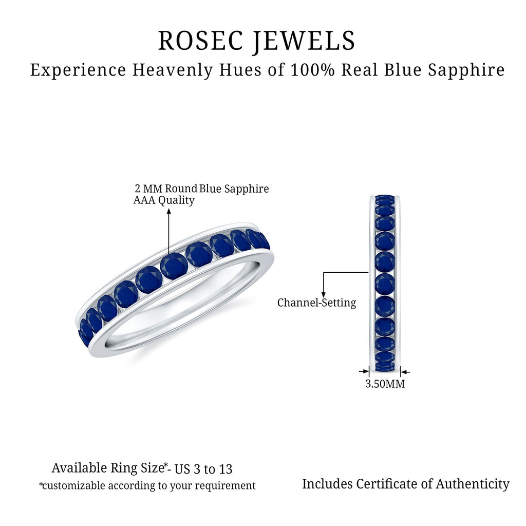 Real Blue Sapphire Full Eternity Ring for Women