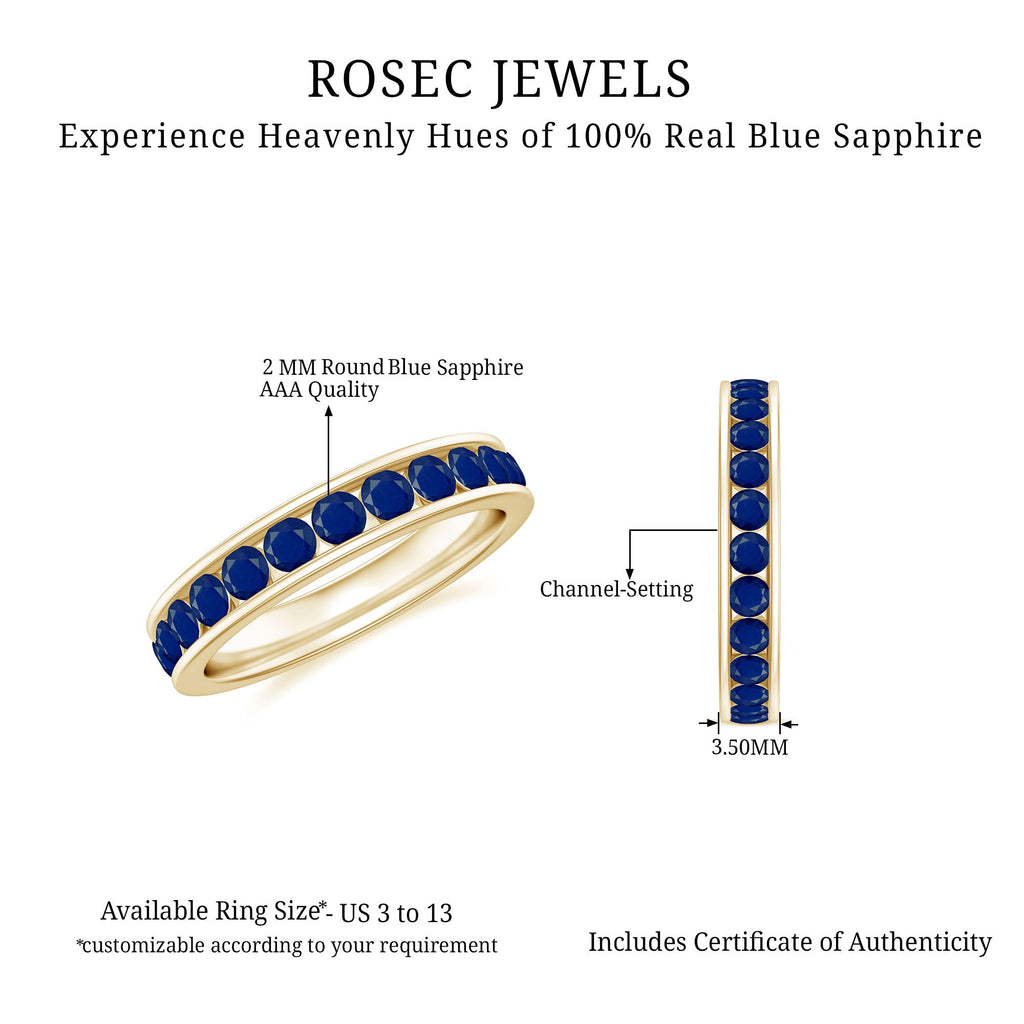 Real Blue Sapphire Full Eternity Ring for Women