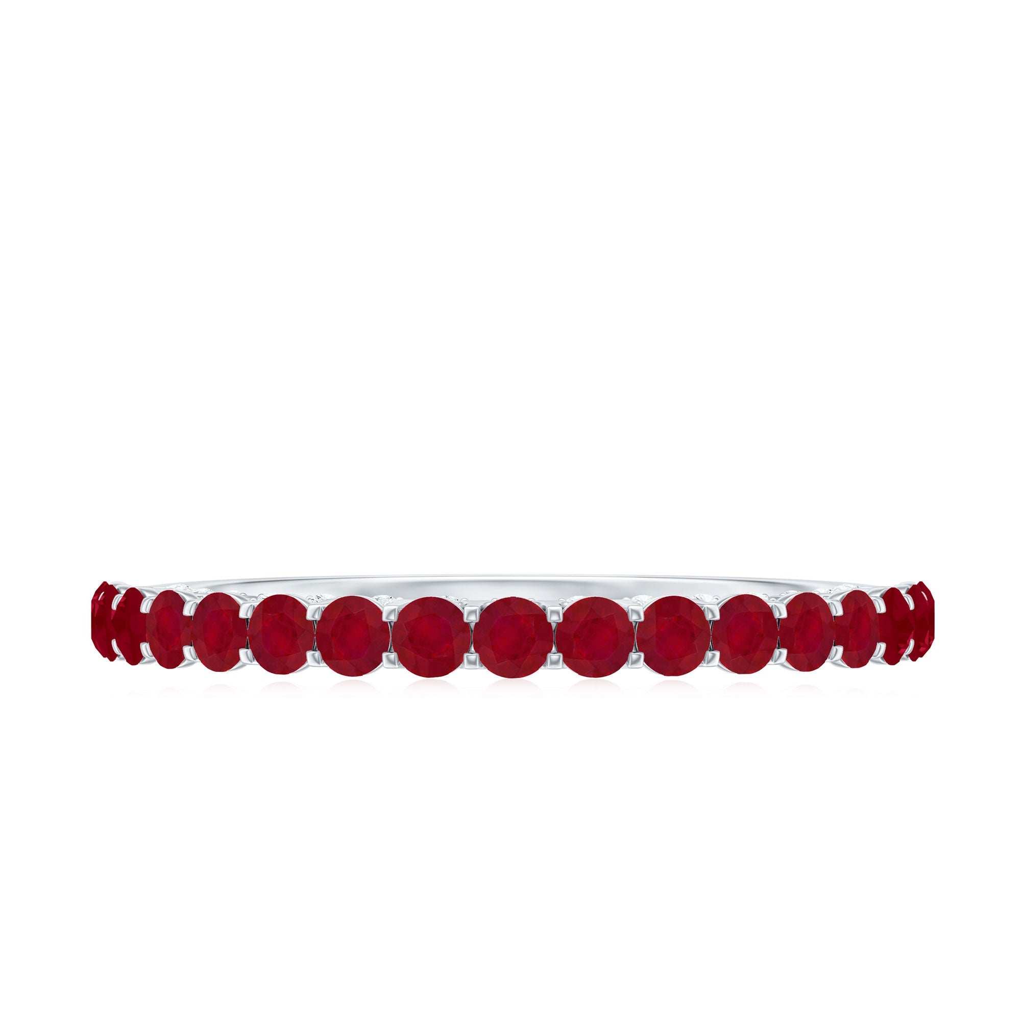 Genuine Ruby Half Eternity Ring with Diamond