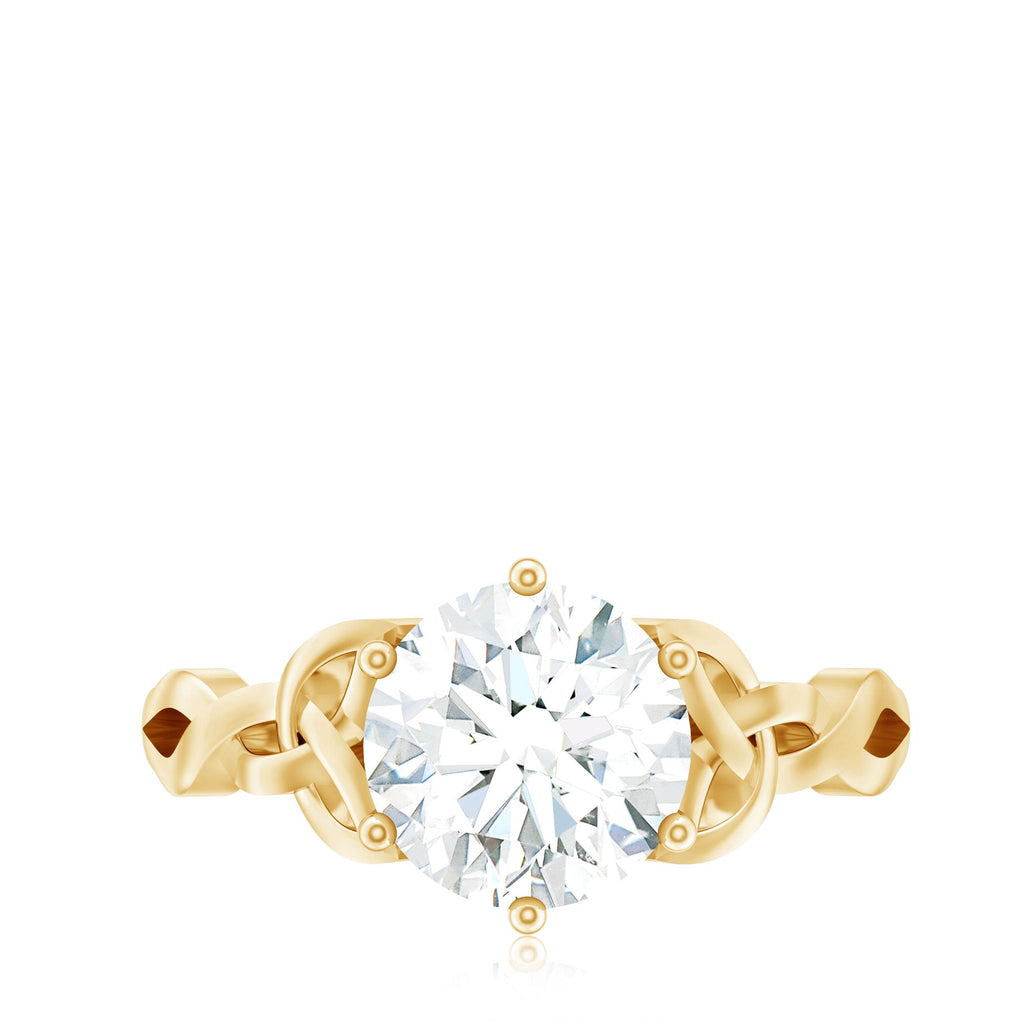 8 MM Round Cut Moissanite Celtic Design Engagement Ring