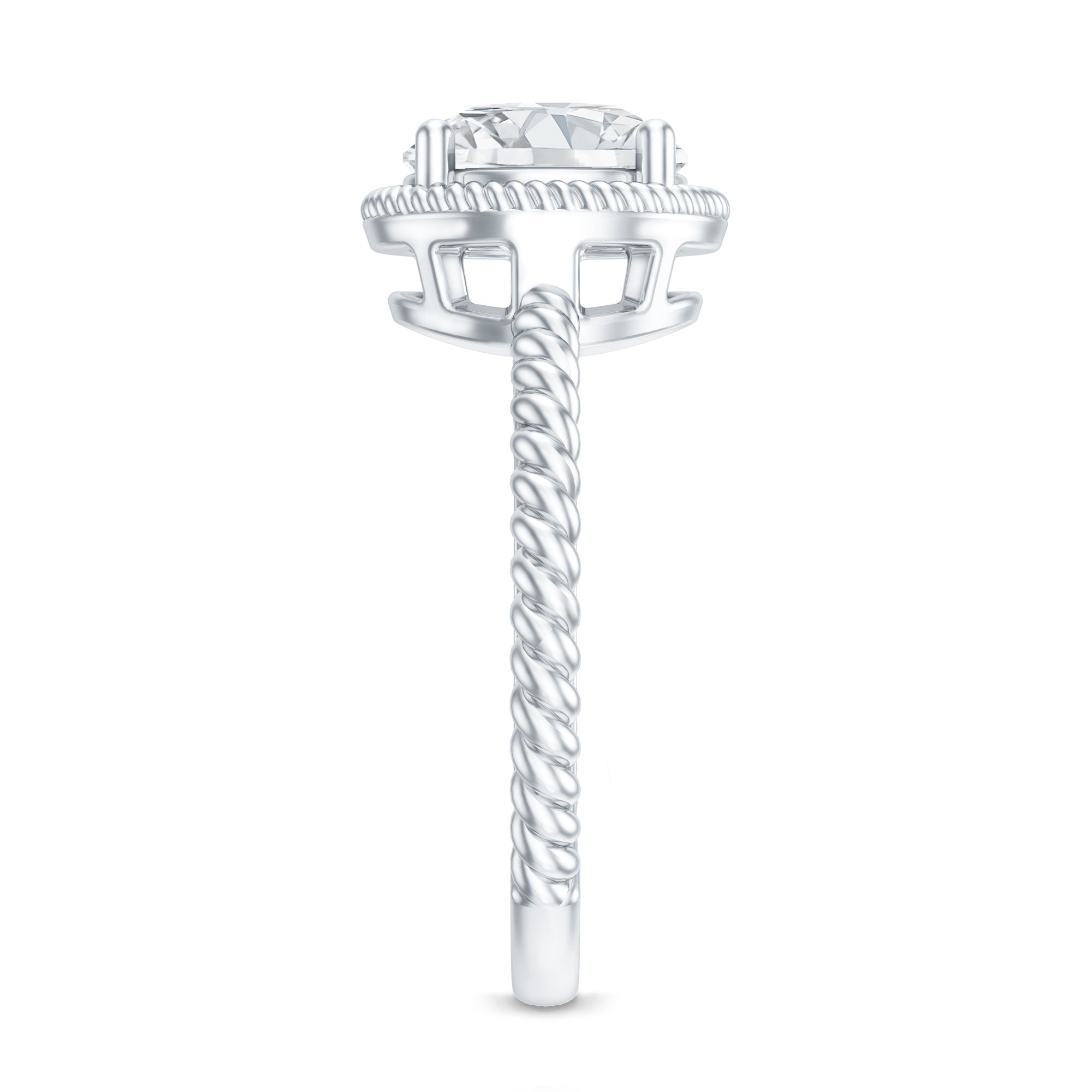 Brilliant Cut 8 MM Moissanite Rope Band Engagement Ring