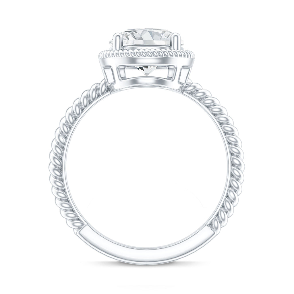 Brilliant Cut 8 MM Moissanite Rope Band Engagement Ring