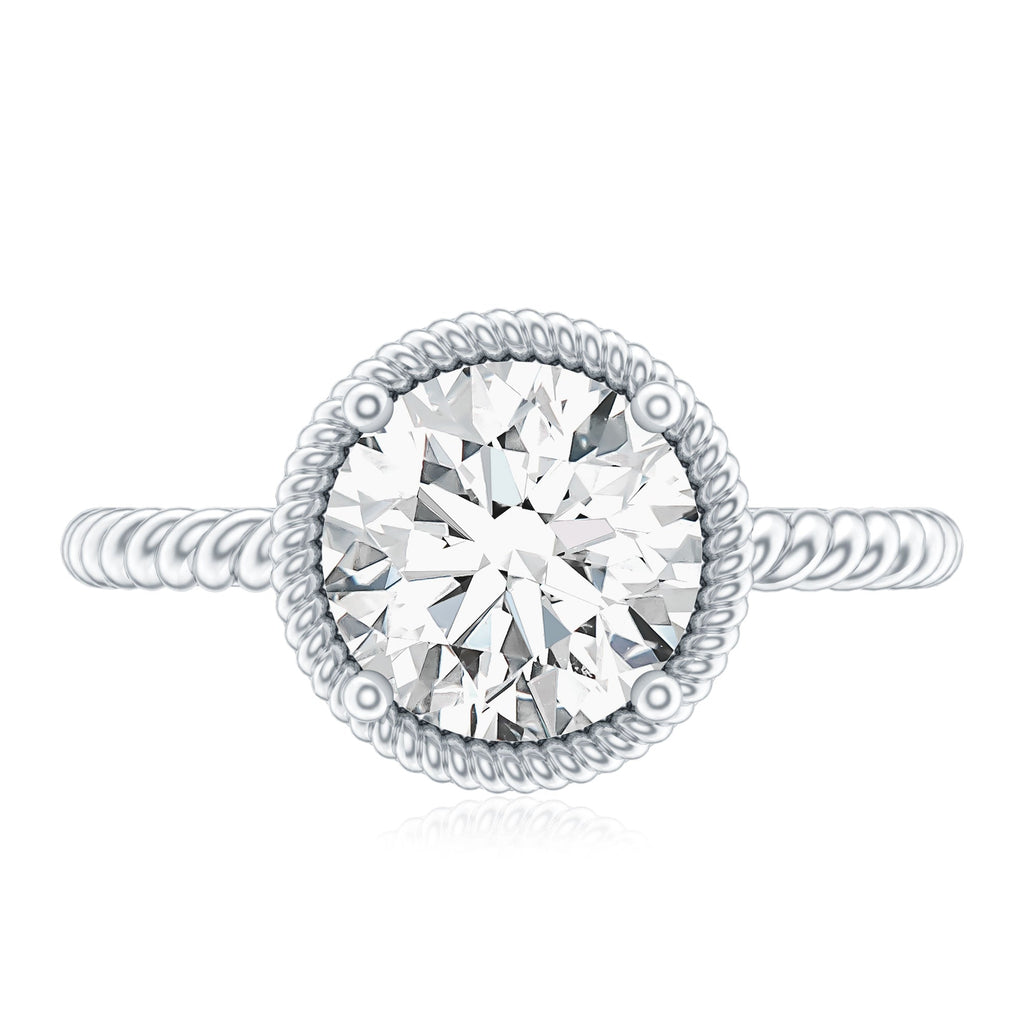 Brilliant Cut 8 MM Moissanite Rope Band Engagement Ring
