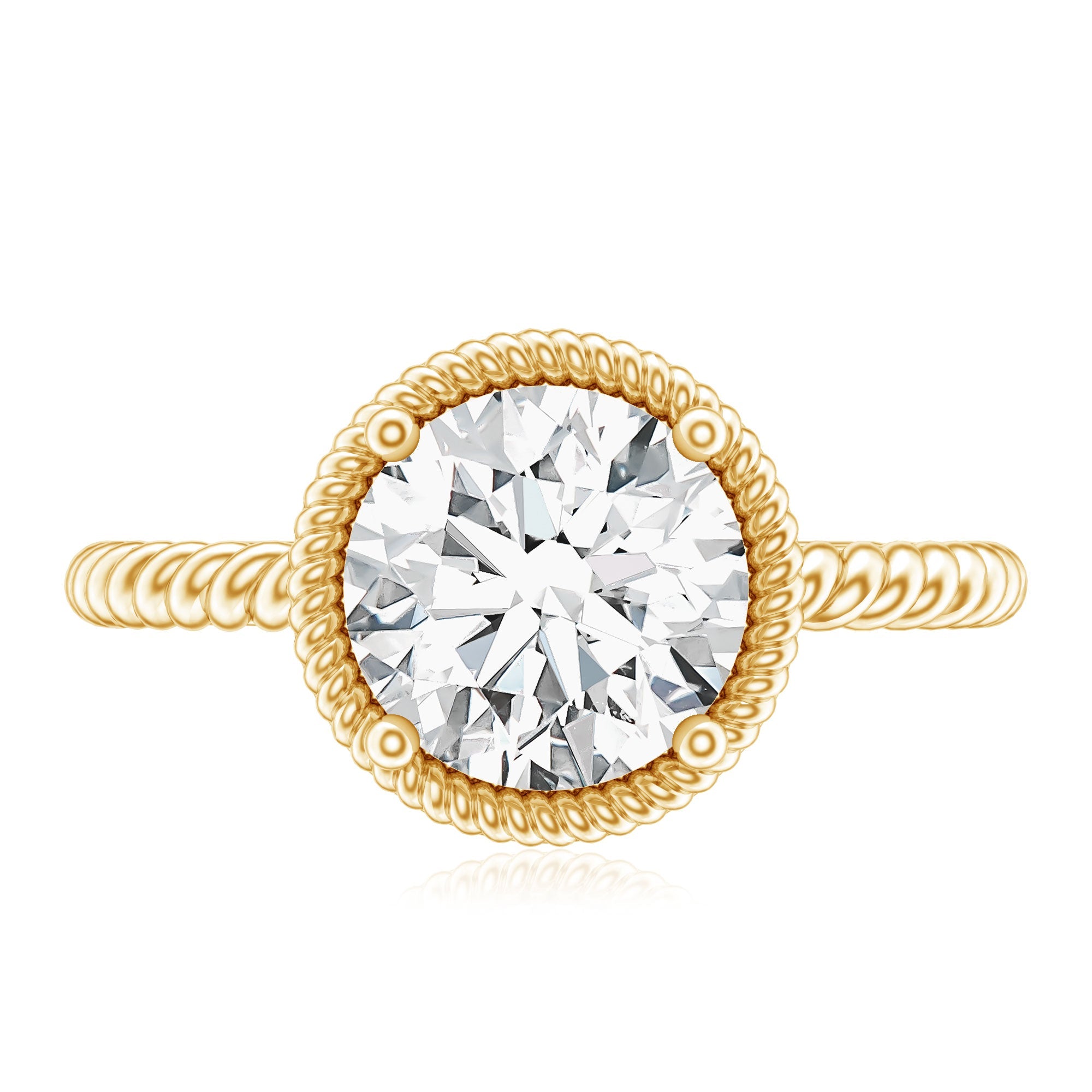 Brilliant Cut 8 MM Moissanite Rope Band Engagement Ring