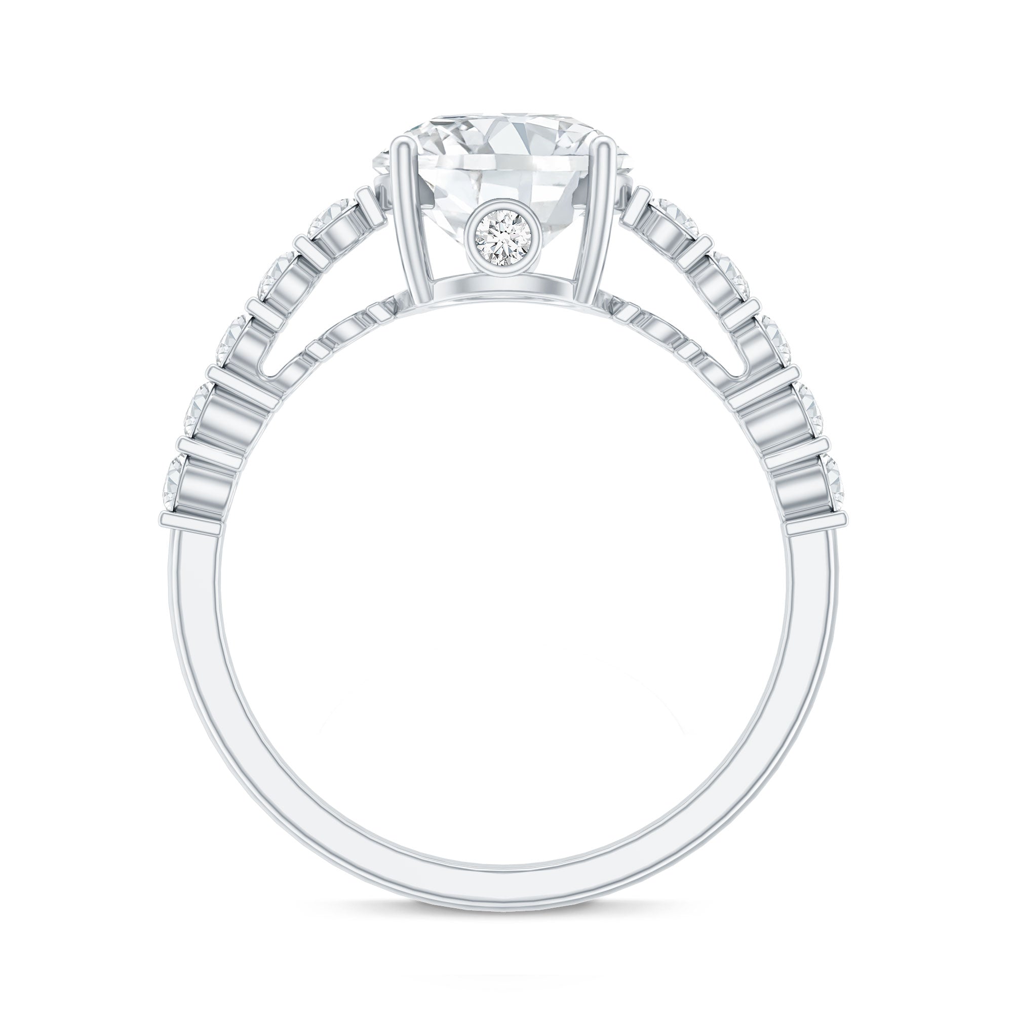 Solitaire Moissanite Engagement Ring with Side Stones