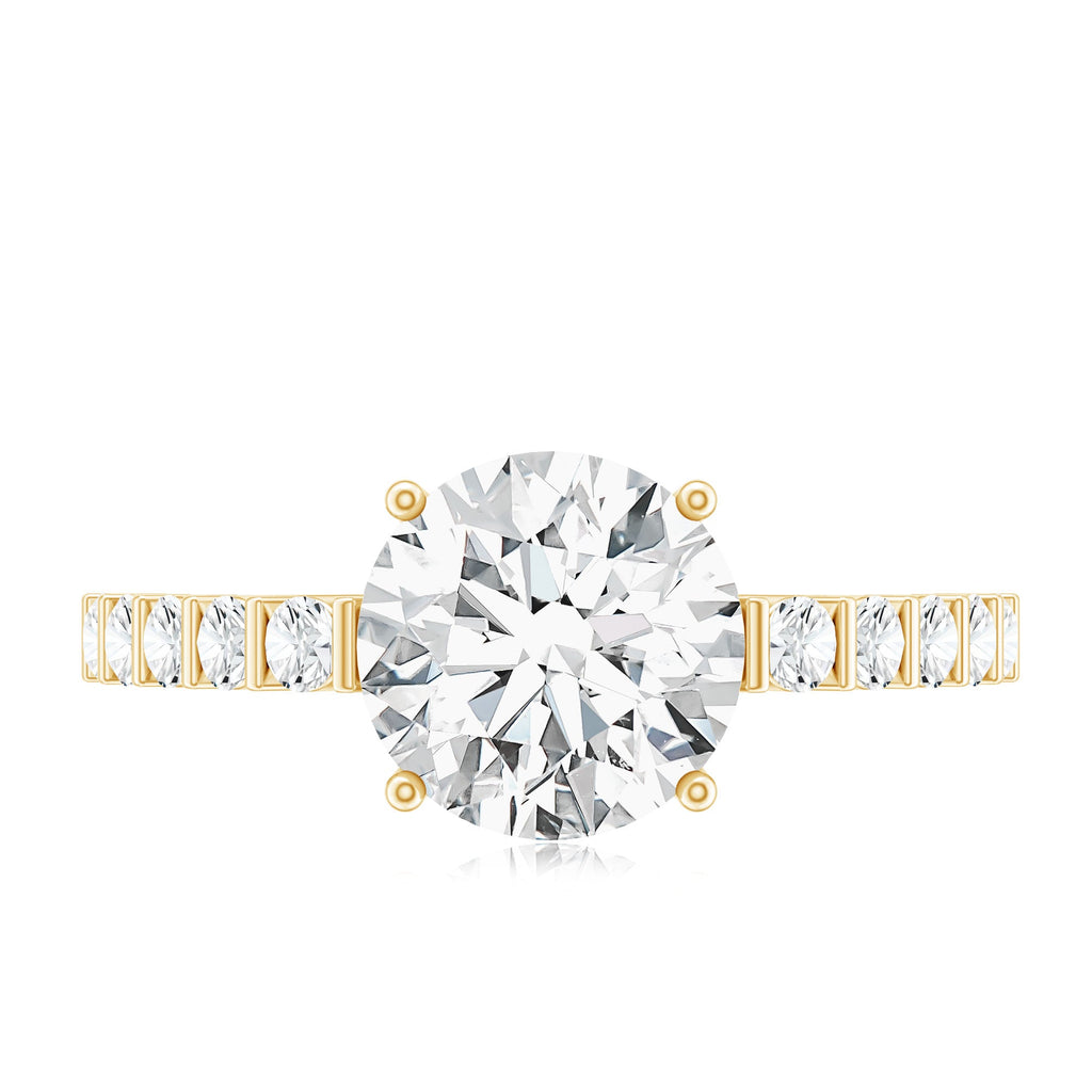 Solitaire Moissanite Engagement Ring with Side Stones