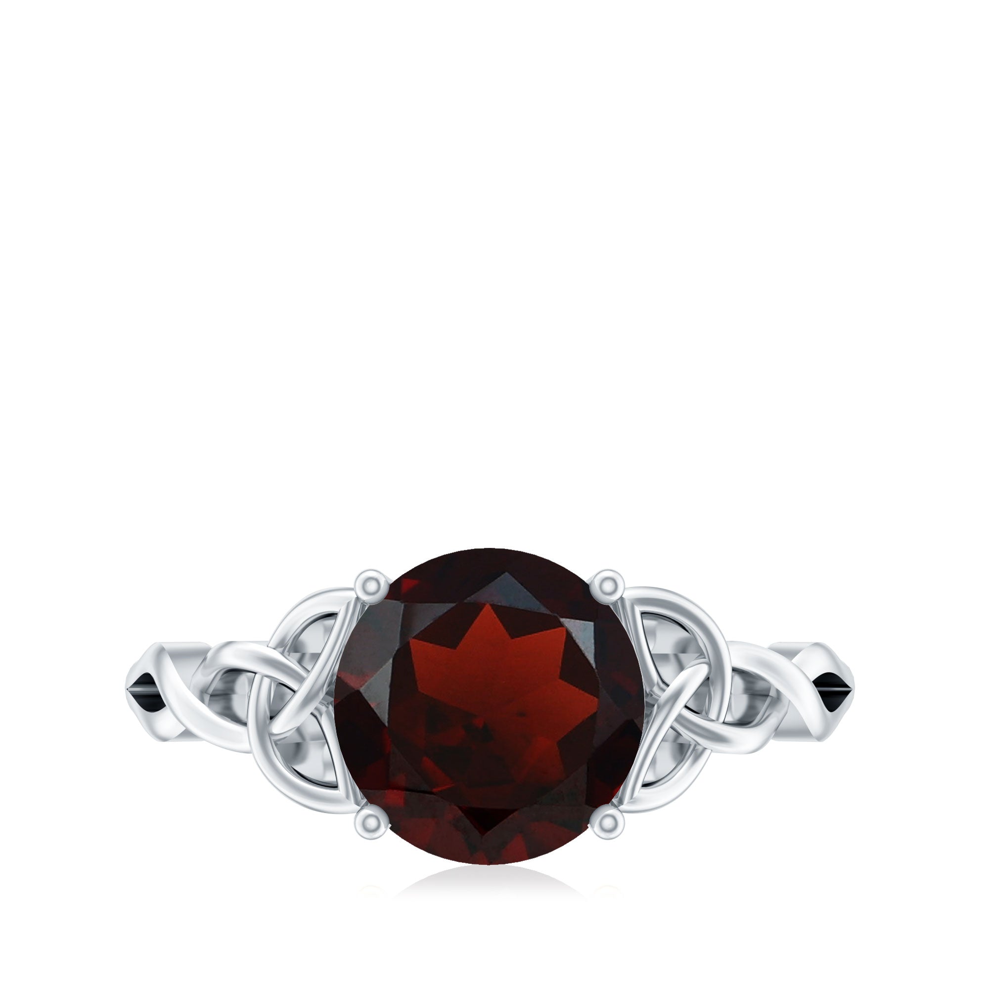 2.3 Carat Real Garnet Solitaire Engagement Ring with Celtic Knot