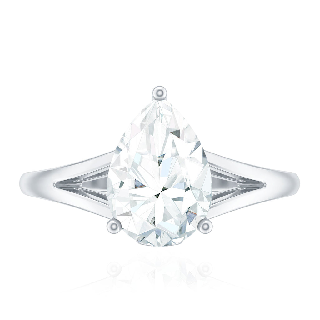 Pear Shaped Moissanite Split Shank Engagement Ring